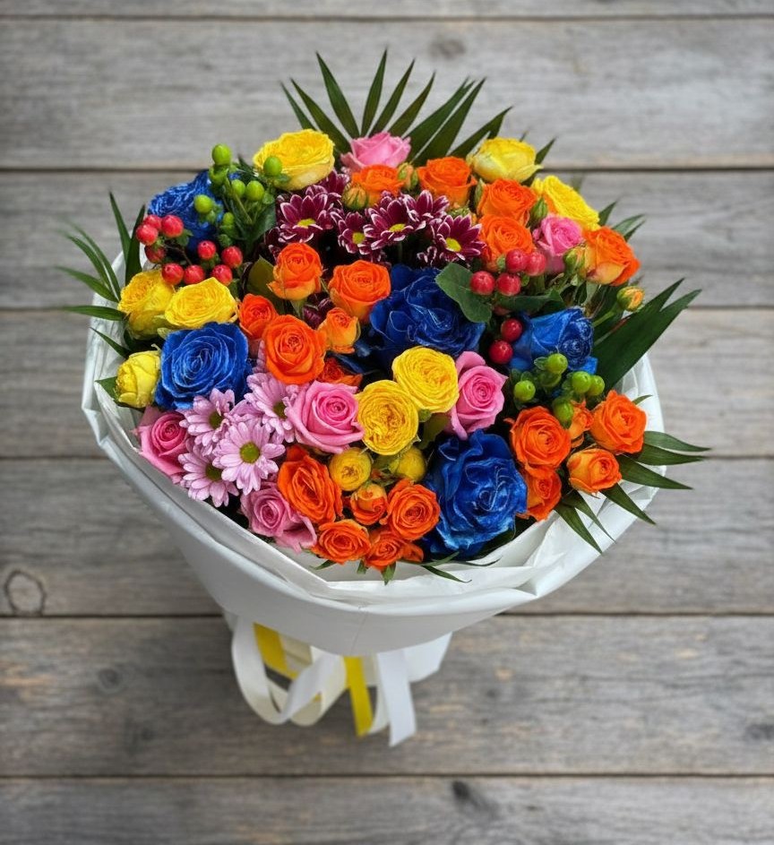 Букет цветов из: Розы и Хризантемы в Кумской Долине