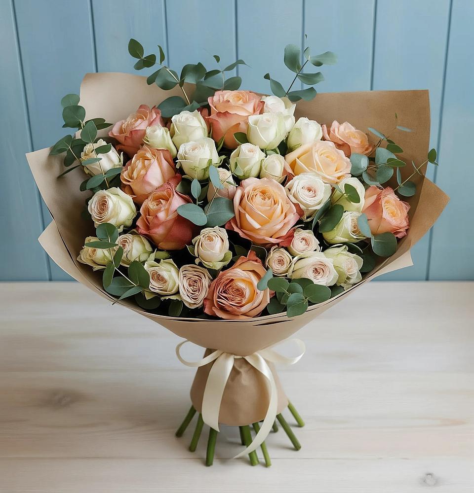 Букет цветов из: Альстромерии и Розы в Кумской Долине