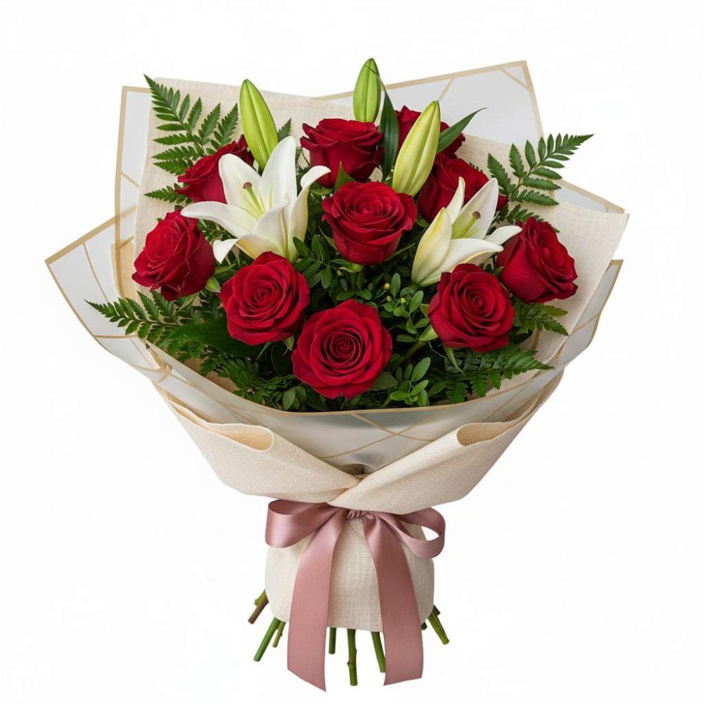 Букет цветов из: Лилии и Розы в Кумской Долине