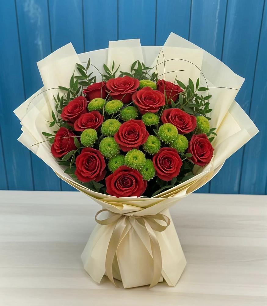 Букет цветов из: Розы и Хризантемы в Кумской Долине