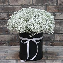 Цветочная композиция из Гипсофила в шляпной коробке в Кумской Долине